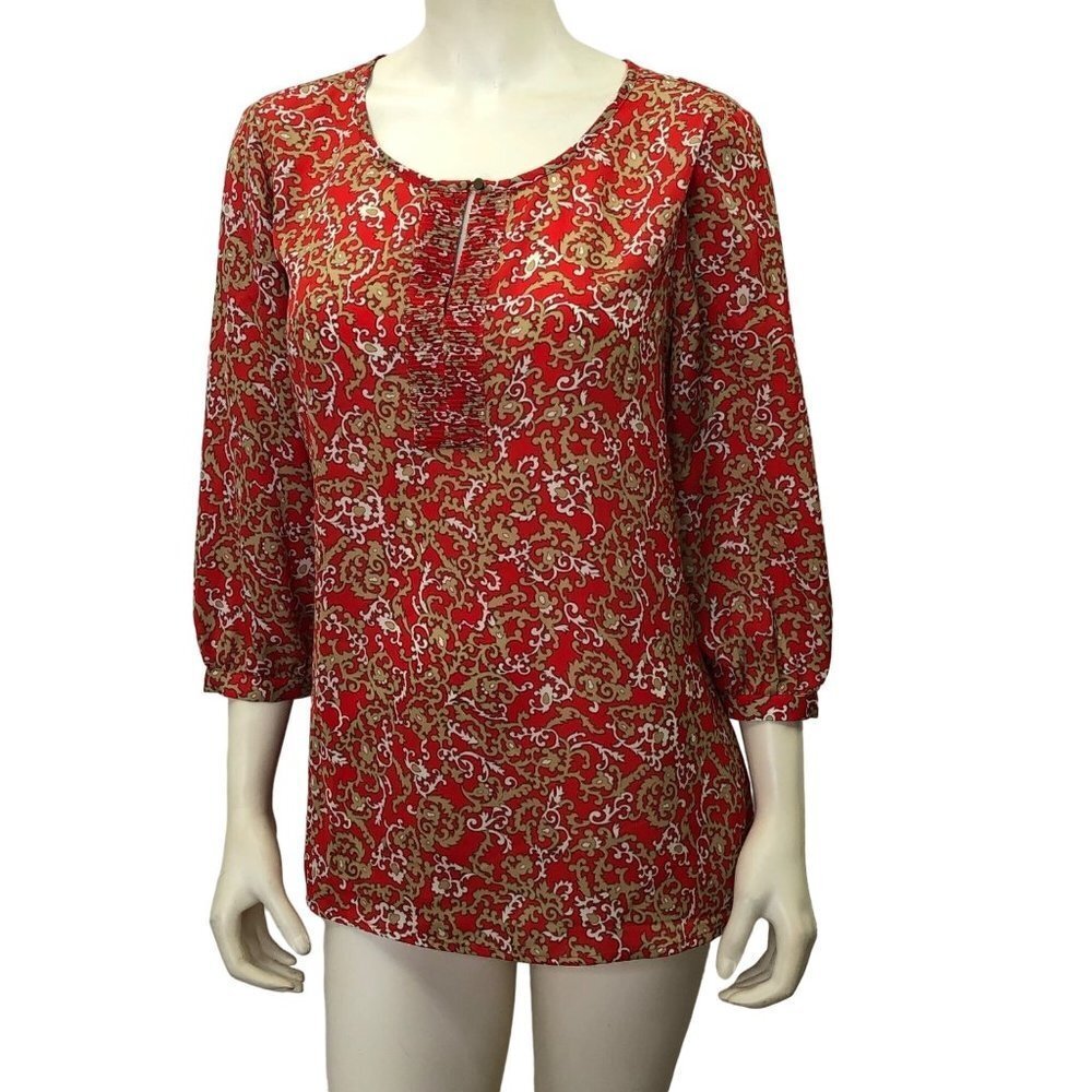 BANANA REPUBLIC ELBOW SLEEVE‎ PRINT BLOUSE MD